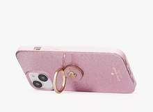 Load image into Gallery viewer, Kate Spade iPhone 14 Ring Stand Pink Glitter Hard Shell Case Kickstand Protection