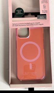 Kate Spade iPhone 14 and 13 Case Magsafe Hardshell Bumper 6.1in, Grapefruit Soda