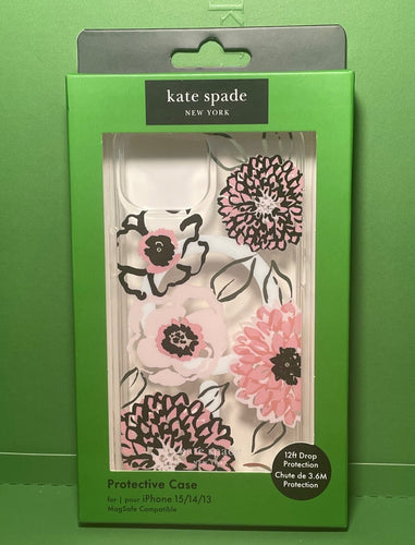 Kate Spade iPhone 151413 Case Floral Pink White Clear  6.1 Lightweight MagSafe