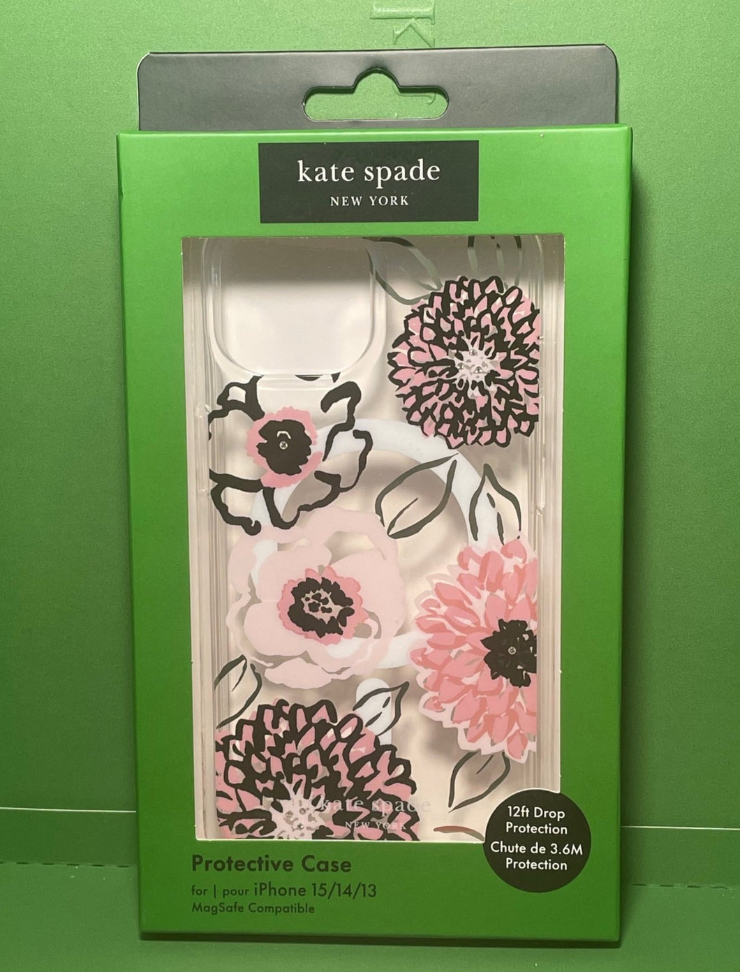 Kate Spade iPhone 151413 Case Floral Pink White Clear  6.1 Lightweight MagSafe