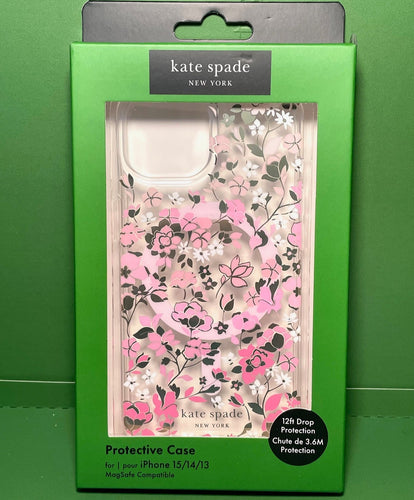 Kate Spade iPhone 151413 Case Flowerbed Pink Clear MagSafe Lightweight 6.1