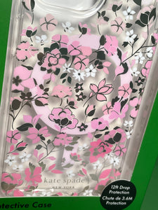 Kate Spade iPhone 151413 Case Flowerbed Pink Clear MagSafe Lightweight 6.1