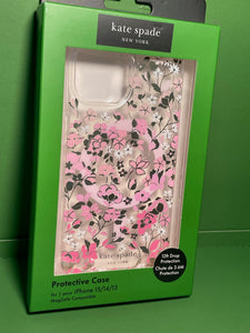 Kate Spade iPhone 151413 Case Flowerbed Pink Clear MagSafe Lightweight 6.1