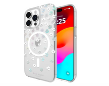 Load image into Gallery viewer, Kate Spade iPhone 15 PRO MAX Case Scattered Flower Silver Clear MagSafe