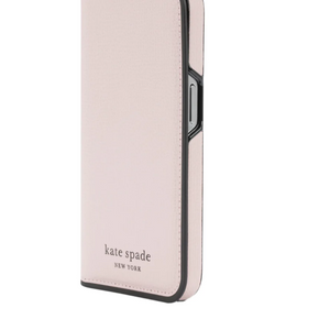 Kate Spade iPhone 15 Pro Max Folio Case Pink Magnetic Wrap Vegan Leather