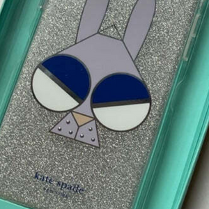 Kate Spade iPhone XR Case Bunny Spademal Glitter Silver Bumper Protective Case