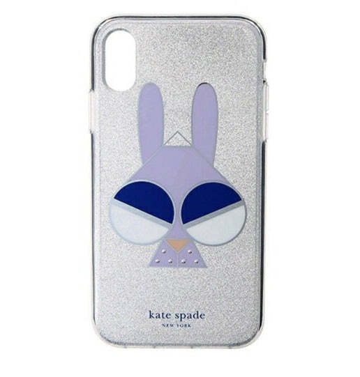 Kate Spade iPhone XR Case Bunny Spademal Glitter Silver Bumper Protective Case