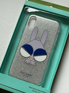 Kate Spade iPhone XR Case Bunny Spademal Glitter Silver Bumper Protective Case