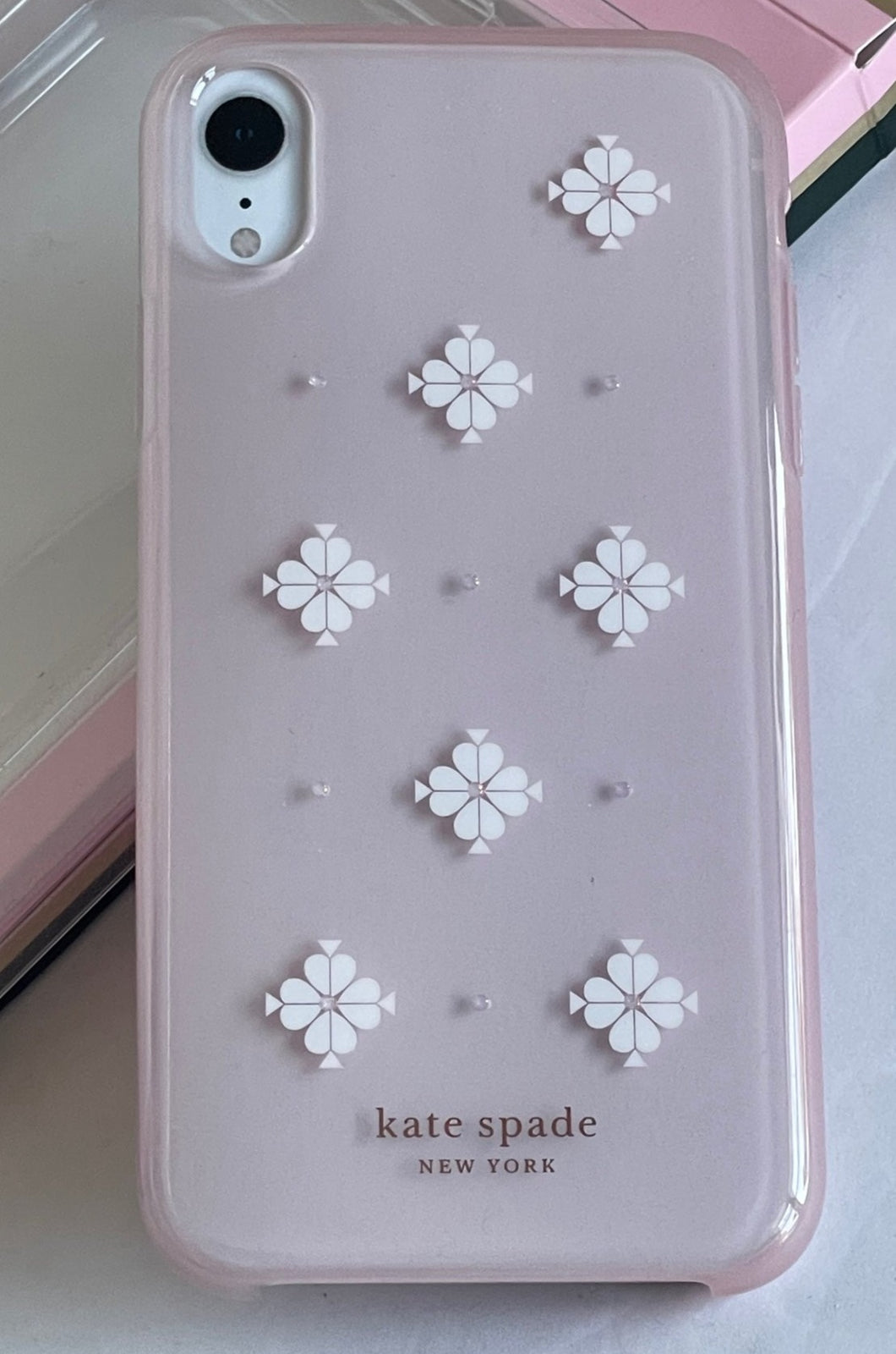Kate Spade iPhone XR Case Pink Glitter Floral Bumper Protective Case