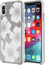 Load image into Gallery viewer, Kate Spade iPhone XS MAX Case Glitter Clear White Hollyhock Floral Hardshell