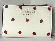 Load image into Gallery viewer, Kate Spade Wallet Womens Medium Cream Staci Dottie Ladybug ID Bifold Snap
