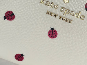 Kate Spade Wallet Womens Medium Cream Staci Dottie Ladybug ID Bifold Snap