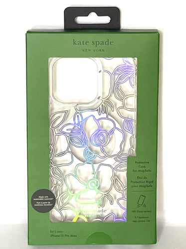 Kate Spade 15 PRO MAX Case Modern Floral Clear White Magsafe Iridescent 6.7
