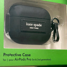 Load image into Gallery viewer, Kate Spade AirPods Pro 1 &amp; 2 Case Black Silicone Keychain Clip Cover Box