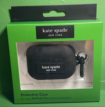 Load image into Gallery viewer, Kate Spade AirPods Pro 1 &amp; 2 Case Black Silicone Keychain Clip Cover Box