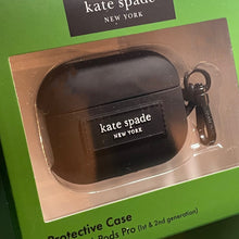 Load image into Gallery viewer, Kate Spade AirPods Pro 1 &amp; 2 Case Black Silicone Keychain Clip Cover Box