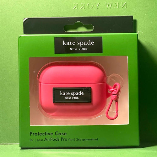 Kate Spade Airpods Pro 1 & 2 GEN Case Silicone Pom Pom Pink Keychain Clip