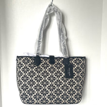 Load image into Gallery viewer, Patterned tote bag with a floral design on a white background