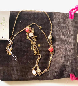 Kate Spade Blossom Necklace Crystal Scatter Womens Gold-Plated Long