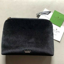 Load image into Gallery viewer, Black pouch with &#39;kate spade&#39; branding on a light gray background