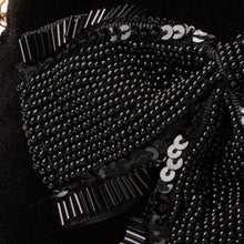 Load image into Gallery viewer, Kate Spade Briley Small Cosmetic Travel Bag Black Beaded Velvet Bow