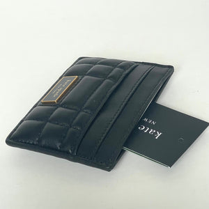 Kate Spade Evelyn Cardholder Quilted Black Leather Slim Wallet Womens Case