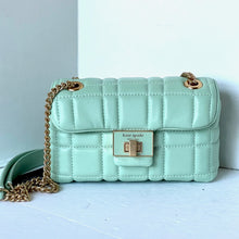 Load image into Gallery viewer, Kate Spade Evelyn Quilted Small Shoulder Crossbody Green Leather Bag Chain