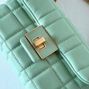 Kate Spade Evelyn Small Quilted Leather Shoulder Bag Chain Pistachio