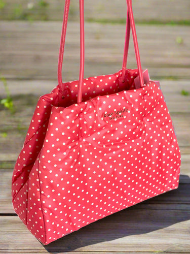 Kate Spade Everything Puffy Tote Large Shoulder Bag Pink Dots Nylon Leather