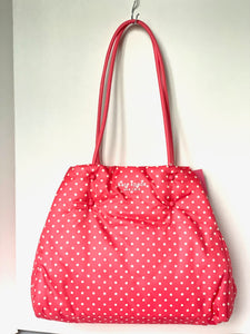Kate Spade Everything Puffy Tote Large Shoulder Bag Pink Dots Nylon Leather