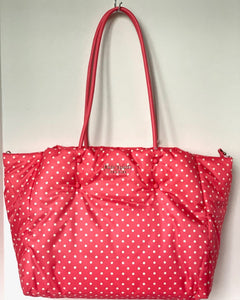 Kate Spade Everything Puffy Tote Large Shoulder Bag Pink Dots Nylon Leather