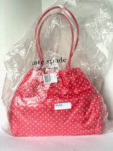 Load image into Gallery viewer, Kate Spade Everything Puffy Tote Large Shoulder Bag Pink Dots Nylon Leather