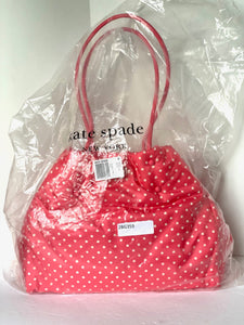Kate Spade Everything Puffy Tote Large Shoulder Bag Pink Dots Nylon Leather