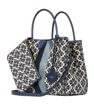 Load image into Gallery viewer, Kate Spade Everything Flower Jacquard Large Tote Stripe Blue w Wristlet