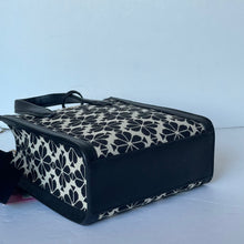 Load image into Gallery viewer, Kate Spade Flower Jacquard Manhattan Mini Tote Blue Leather Crossbody Bag