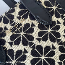 Load image into Gallery viewer, Kate Spade Flower Jacquard Manhattan Mini Tote Blue Leather Crossbody Bag