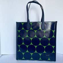 Load image into Gallery viewer, Kate Spade Gotham Joy Dot Canvas Extra Large Tote Blue Polka Dot Leather Trim