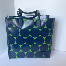 Load image into Gallery viewer, Kate Spade Gotham Joy Dot Canvas Extra Large Tote Blue Polka Dot Leather Trim