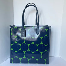 Load image into Gallery viewer, Kate Spade Gotham Joy Dot Canvas Extra Large Tote Blue Polka Dot Leather Trim