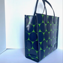 Load image into Gallery viewer, Kate Spade Gotham Joy Dot Canvas Extra Large Tote Blue Polka Dot Leather Trim