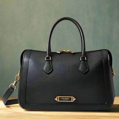 Kate Spade Gramercy Medium Satchel Black Leather Structured Crossbody Bag