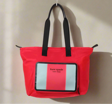 Load image into Gallery viewer, Kate_Spade_Journey_Large_Tote_Nylon_Shoulder_Bag_Red_Packable_Travel_Lightweight