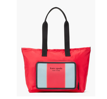 Load image into Gallery viewer, Kate Spade Journey Large Tote Nylon Shoulder Bag Red Packable Travel Lightweight