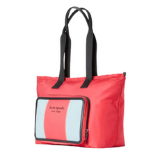 Load image into Gallery viewer, Kate Spade Journey Large Tote Nylon Shoulder Bag Red Packable Travel Lightweight