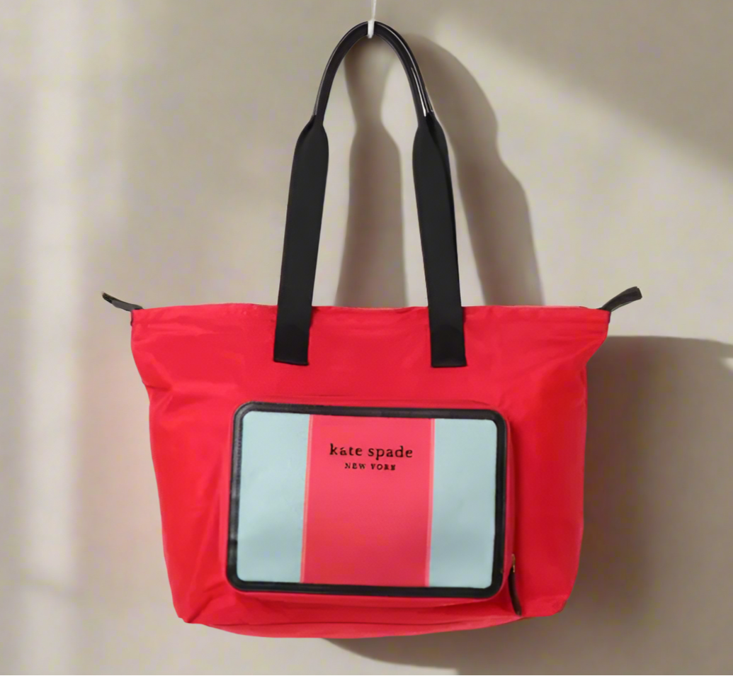 Kate_Spade_Journey_Large_Tote_Nylon_Shoulder_Bag_Red_Packable_Travel_Lightweight