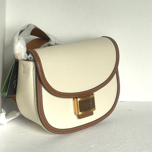 Kate Spade Katy Colorblock Convertible Saddle Bag Crossbody Halo White Brown
