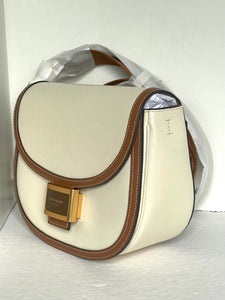 Kate Spade Katy Colorblock Convertible Saddle Bag Crossbody Halo White Brown
