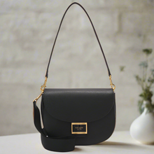 Load image into Gallery viewer, Kate Spade Katy Saddle Bag Crossbody Black Leather Convertibl
