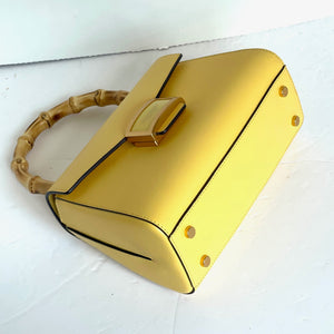Kate Spade Katy Textured Leather Bamboo Small Top-handle Daffodil Crossbody
