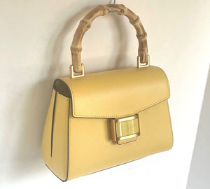 Kate Spade Katy Textured Leather Bamboo Small Top-handle Daffodil Crossbody
